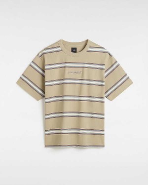 Beige Men Vans Mesa Stripe T Shirts Australia | VN3520819