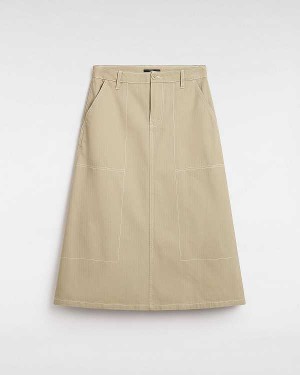 Beige Women Vans Codey Long Flare Utility Skirt Australia | VN4812056