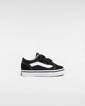 Black Kids' Vans Old Skool Hook And Loop (1-4 Years) Skate Shoes Australia | VN3754062