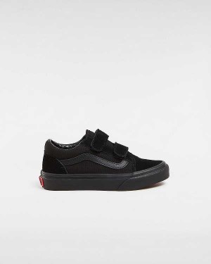 Black Kids' Vans Old Skool Hook And Loop (4-8 Years) Skate Shoes Australia | VN7149085