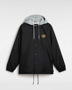 Black Men Vans Riley II Coach Jacket Australia | VN4725031