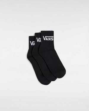 Black Unisex Vans Classic Half Crew (3 Pairs) Socks Australia | VN8043695