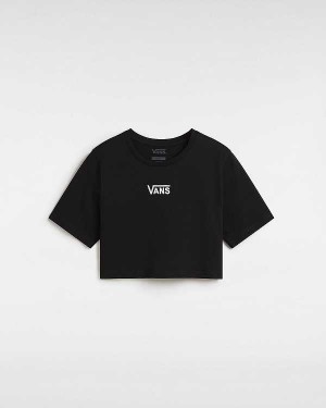 Black Women Vans Flying V Crew Crop T Shirts Australia | VN8956170