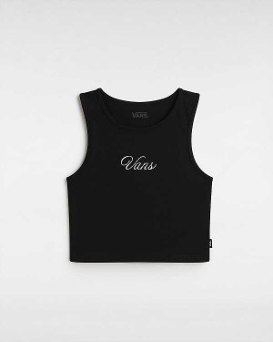 Black Women Vans Small Staple Fitted Crop Tank Top Australia | VN1058463