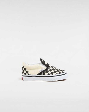 Black / White Kids' Vans Checkerboard (1-4 years) Slip On Shoes Australia | VN8915637