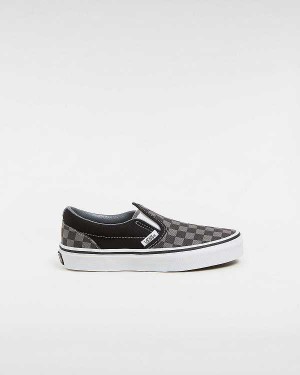 Black / White Kids' Vans Checkerboard Classic (4-8 years) Slip On Shoes Australia | VN3185704