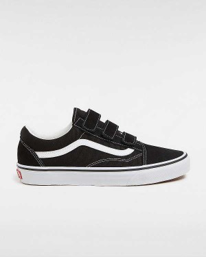 Black / White Men Vans Suede/Canvas Old Skool Hook And Loop Sneakers Australia | VN2083571