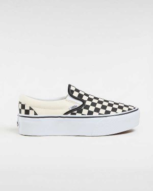 Black / White Women Vans Classic Slip-On Platform Shoes Australia | VN0234651