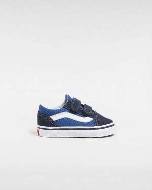 Blue Kids' Vans Old Skool Hook And Loop (1-4 Years) Skate Shoes Australia | VN0371852