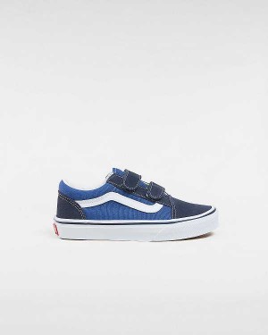 Blue Kids' Vans Old Skool Velcro (4-8 years) Sneakers Australia | VN0213958