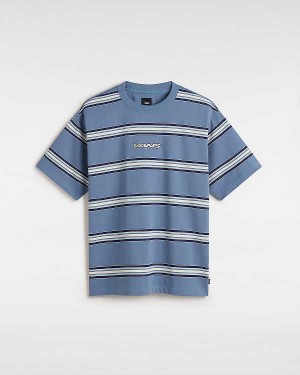 Blue Men Vans Mesa Stripe T Shirts Australia | VN3180762