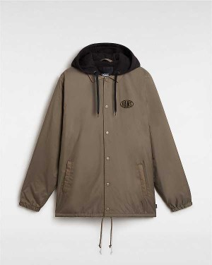 Brown Men Vans Riley Coaches Jacket Australia | VN8514976