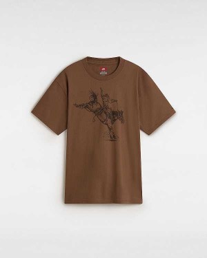 Brown Men Vans Skate Pedro Delfino T Shirts Australia | VN4560328