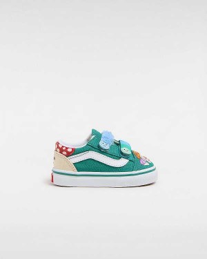 Green Kids' Vans Old Skool Hook And Loop (1-4 Years) Sneakers Australia | VN1205396