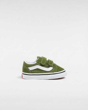 Green Kids' Vans Old Skool Hook And Loop (1-4 Years) Sneakers Australia | VN8135609