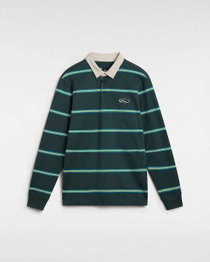 Green Men Vans Gatewood Rugby Stripe Long Sleeve Shirts Australia | VN7386915