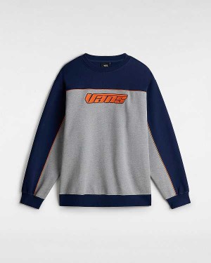 Grey Men Vans Retro Hook and Loop Loose Crew Sweatshirt Australia | VN7693124