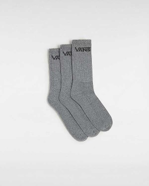 Grey Unisex Vans Classic Crew (3 pairs) Socks Australia | VN5130946