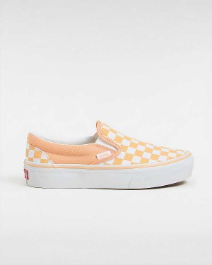 Orange Women Vans Checkerboard Classic Slip-On Platform Shoes Australia | VN1380645