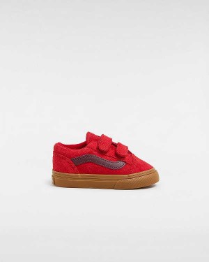 Red Kids' Vans Old Skool Hook And Loop (1-4 Years) Sneakers Australia | VN9106835