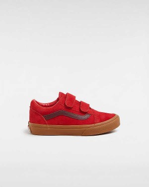 Red Kids' Vans Old Skool Hook And Loop (4-8 Years) Sneakers Australia | VN5176498