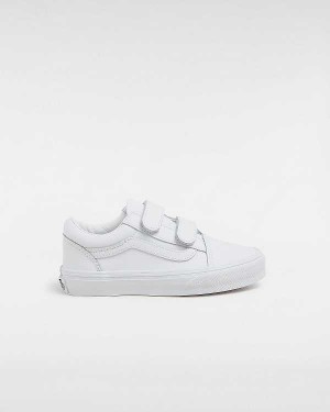 White Kids' Vans Old Skool Hook and Loop Classic Tumble (4-8 Years) Sneakers Australia | VN2703491