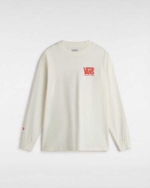 White Men Vans MTE Logo Warp Check Long Sleeve T Shirts Australia | VN3276804