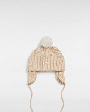 White Unisex Vans 66 Earflap Pom Beanie Australia | VN5901462