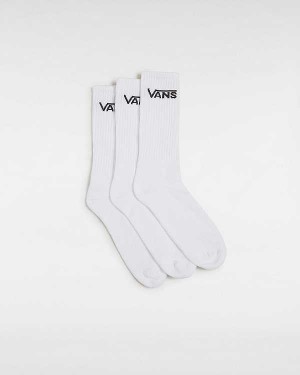 White Unisex Vans Classic Crew (3 pairs) Socks Australia | VN5961340