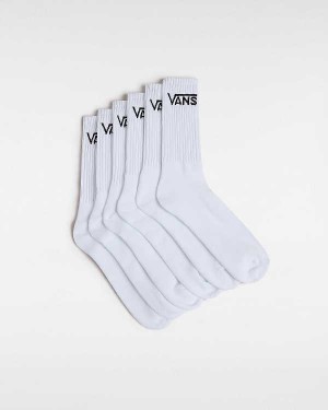 White Unisex Vans Classic Crew (6 Pairs) Socks Australia | VN9342507