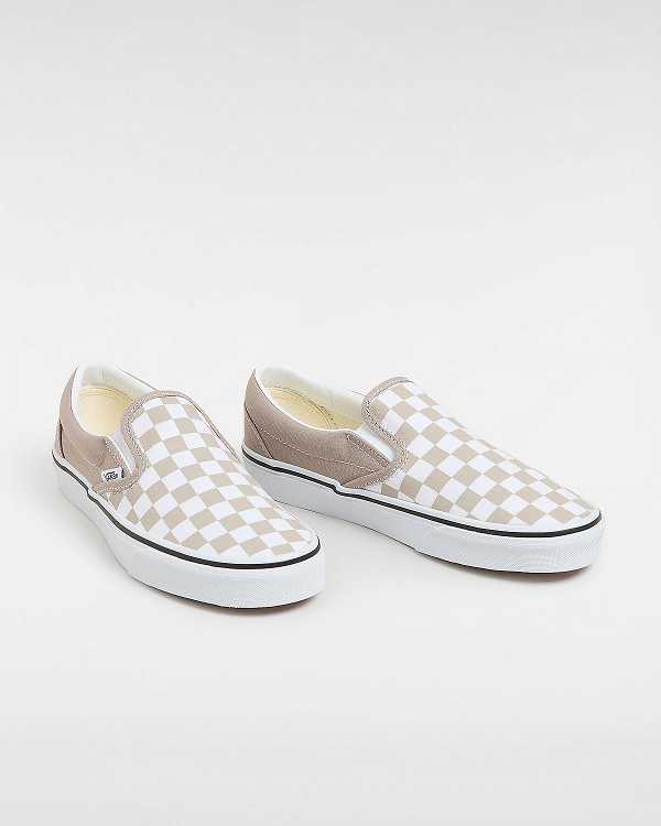 Beige Men Vans Classic Checkerboard Slip On Shoes Australia | VN6193724