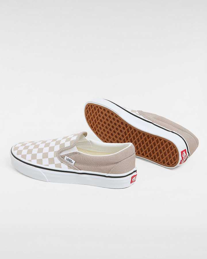 Beige Men Vans Classic Checkerboard Slip On Shoes Australia | VN6193724