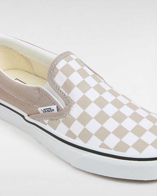 Beige Men Vans Classic Checkerboard Slip On Shoes Australia | VN6193724