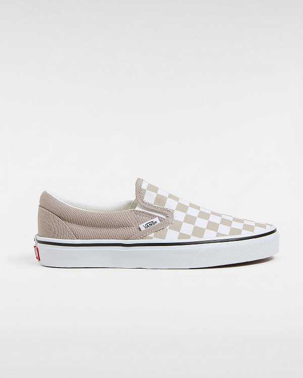 Beige Men Vans Classic Checkerboard Slip On Shoes Australia | VN6193724