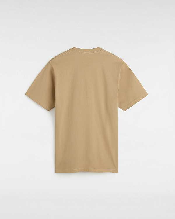 Beige Men Vans Left Chest Logo T Shirts Australia | VN2394781