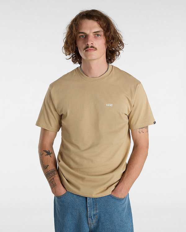 Beige Men Vans Left Chest Logo T Shirts Australia | VN2394781