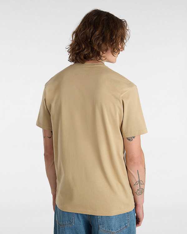 Beige Men Vans Left Chest Logo T Shirts Australia | VN2394781