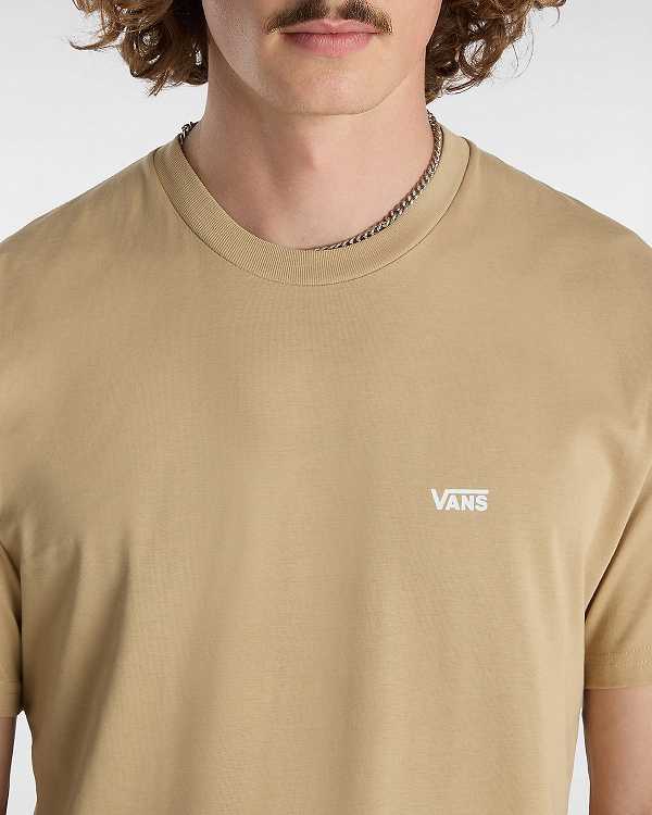 Beige Men Vans Left Chest Logo T Shirts Australia | VN2394781