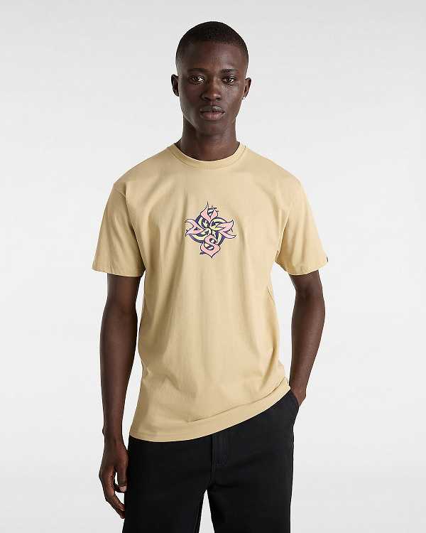 Beige Men Vans Orbits T Shirts Australia | VN5203487