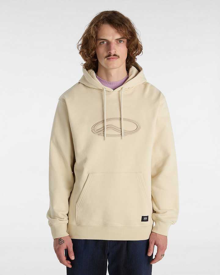 Beige Men Vans Oval Loose Hoodie Australia | VN0185647