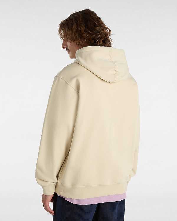 Beige Men Vans Oval Loose Hoodie Australia | VN0185647