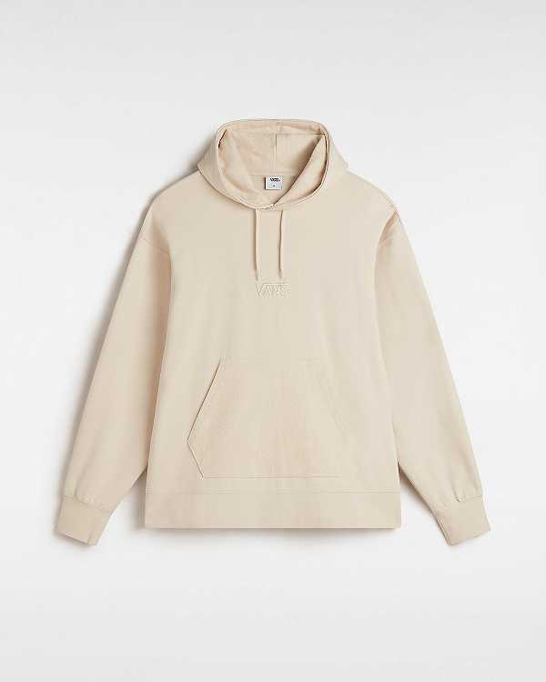 Beige Men Vans Premium Oversized Pullover Logo Hoodie Australia | VN9307284