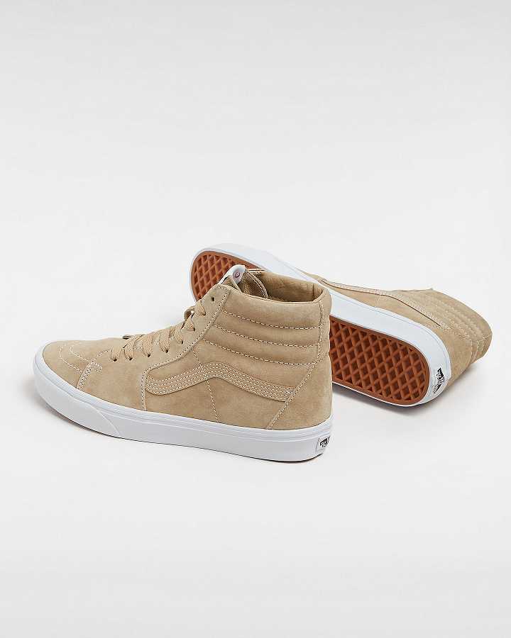 Beige Men Vans Sk8-Hi Pig Suede Skate Shoes Australia | VN9851234