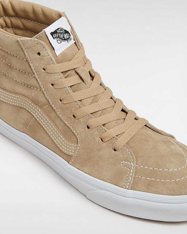 Beige Men Vans Sk8-Hi Pig Suede Skate Shoes Australia | VN9851234