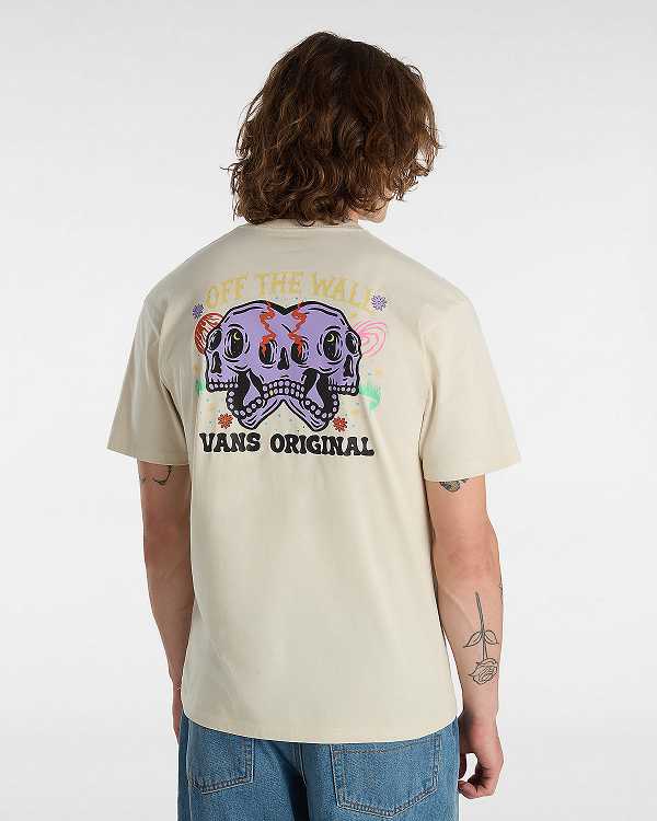 Beige Men Vans Skull Void Classic T Shirts Australia | VN9541782