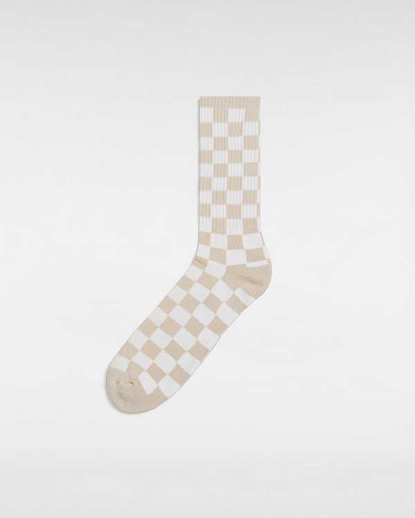 Beige Unisex Vans Checkerboard Crew (1 Pair) Socks Australia | VN2768305