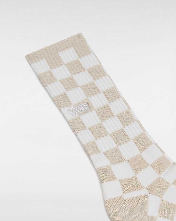 Beige Unisex Vans Checkerboard Crew (1 Pair) Socks Australia | VN2768305