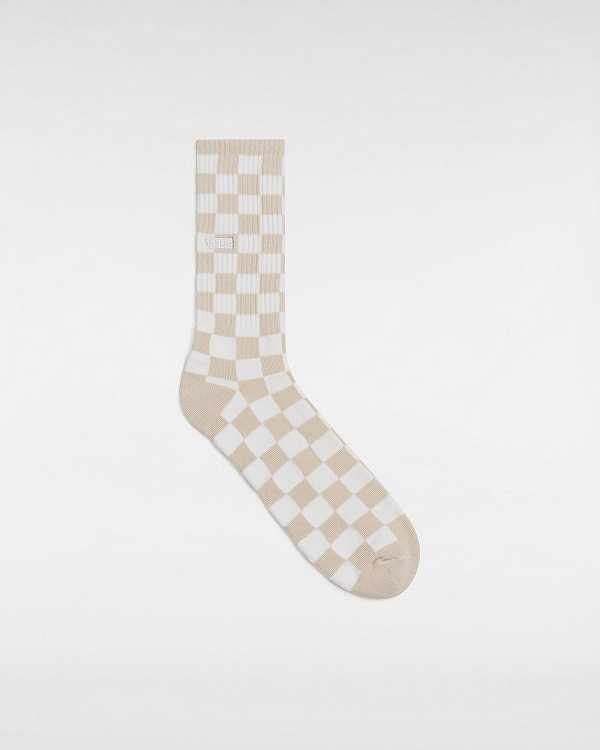 Beige Unisex Vans Checkerboard Crew (1 Pair) Socks Australia | VN2768305