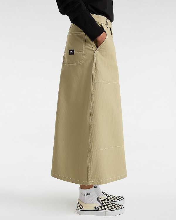 Beige Women Vans Codey Long Flare Utility Skirt Australia | VN4812056