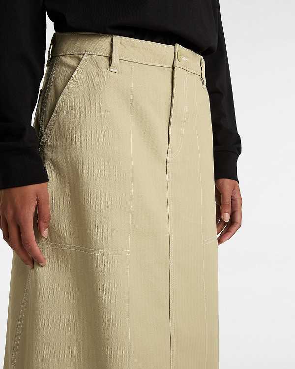 Beige Women Vans Codey Long Flare Utility Skirt Australia | VN4812056